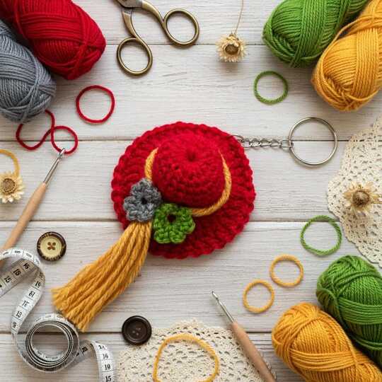 Crochet Hat Keychain PDF + Video Tutorial in English Only