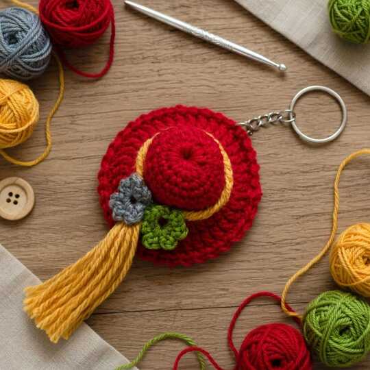 Crochet Hat Keychain PDF + Video Tutorial in English Only