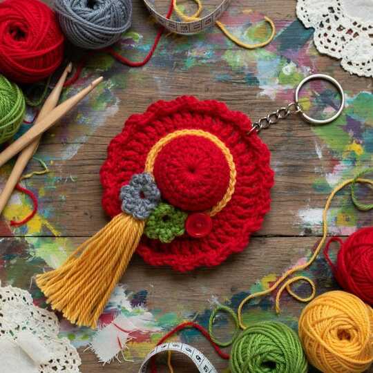 Crochet Hat Keychain PDF + Video Tutorial in English Only