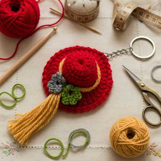 Crochet Hat Keychain PDF + Video Tutorial in English Only