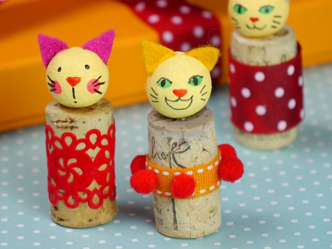 Glücksbringer Korken-Kätzchen Upcycling