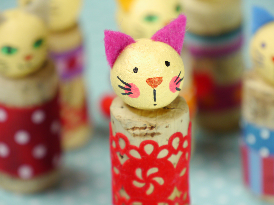 Glücksbringer Korken-Kätzchen Upcycling