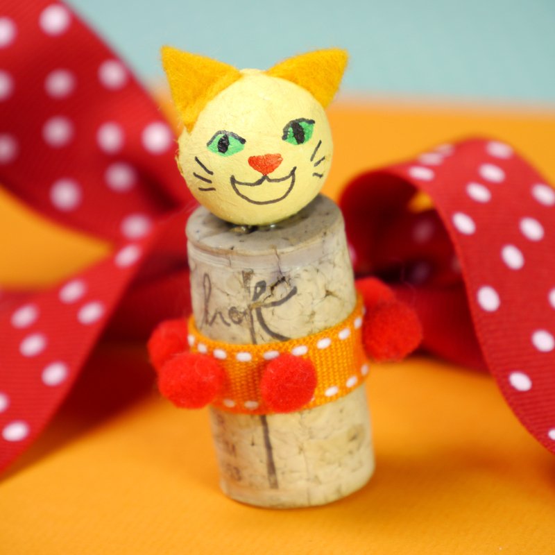 Glücksbringer Korken-Kätzchen Upcycling