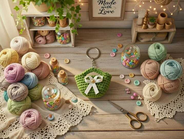Crochet Bag Keychain Pattern – Mini Purse Charm PDF + Video