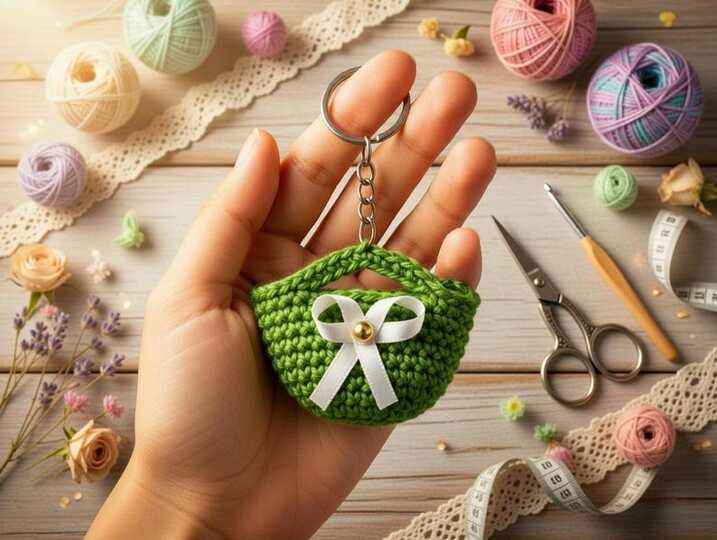Crochet Bag Keychain Pattern – Mini Purse Charm PDF + Video