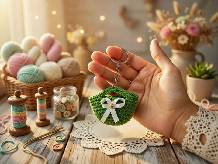 Crochet Bag Keychain Pattern – Mini Purse Charm PDF + Video