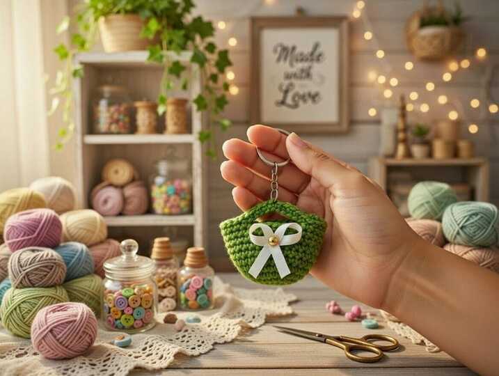 Crochet Bag Keychain Pattern – Mini Purse Charm PDF + Video