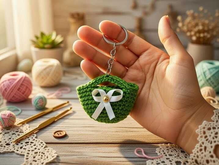 Crochet Bag Keychain Pattern – Mini Purse Charm PDF + Video