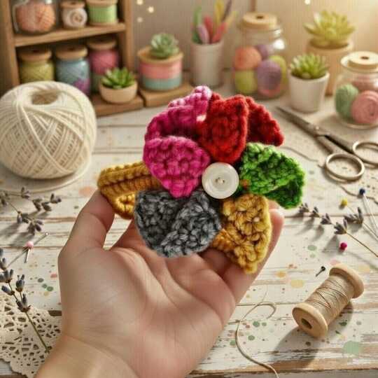 Crochet Fan Hair Clip PDF + Video Tutorial (English Only)