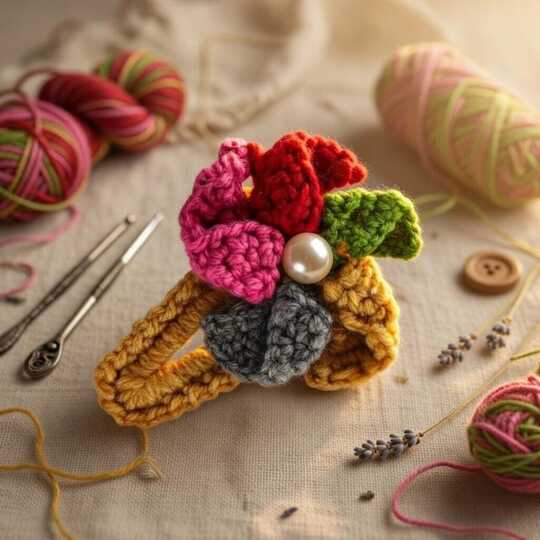 Crochet Fan Hair Clip PDF + Video Tutorial (English Only)