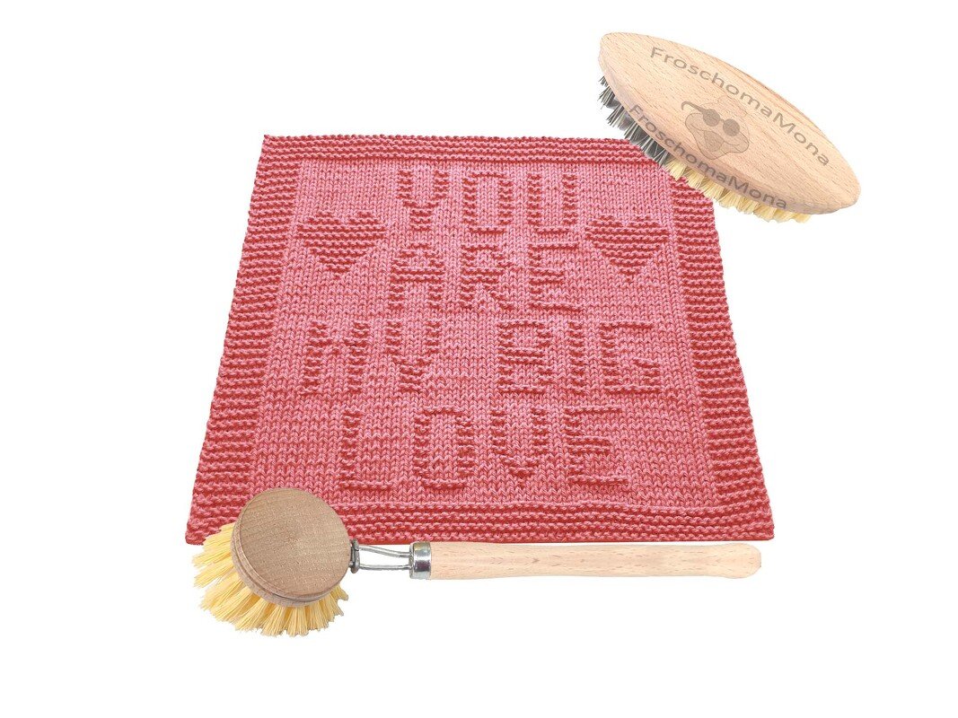 gestrickte Liebeserklärung „ YOU ARE MY BIG LOVE “ Deckchen Spüli Anleitung - Bild 5