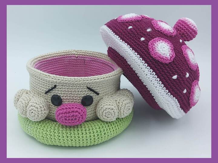 Häkelanleitung / Amigurumi / Pilz Box