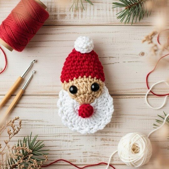 Crochet Christmas Santa Hair Clip Pattern PDF + Video Tutorial – nontycroch