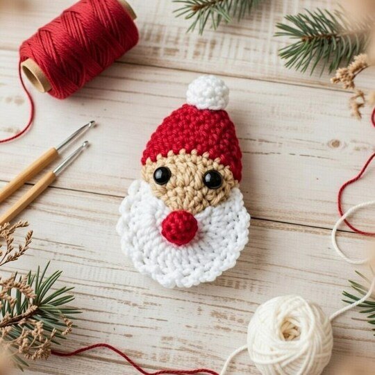 Crochet Christmas Santa Hair Clip Pattern PDF + Video Tutorial – nontycroch