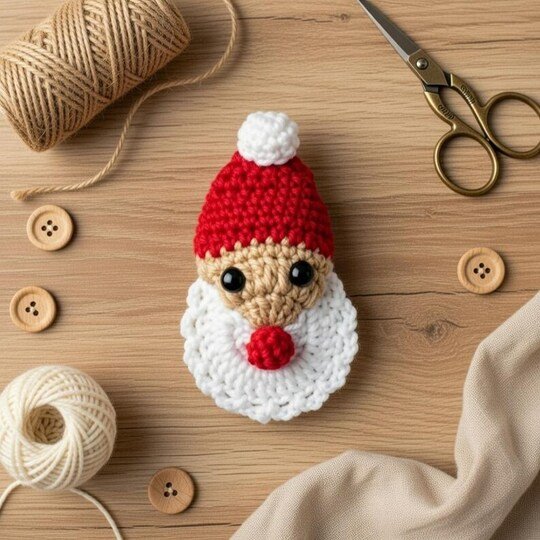 Crochet Christmas Santa Hair Clip Pattern PDF + Video Tutorial – nontycroch