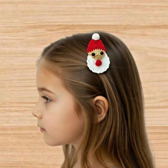 Crochet Christmas Santa Hair Clip Pattern PDF + Video Tutorial – nontycroch