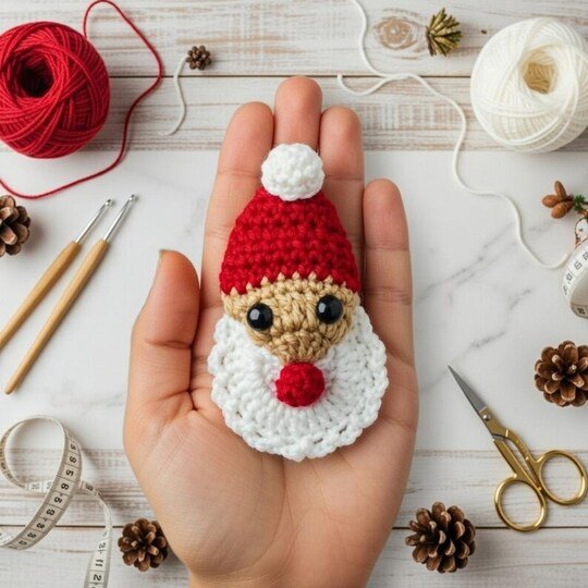 Crochet Christmas Santa Hair Clip Pattern PDF + Video Tutorial – nontycroch