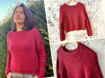 Basic Raglan-Sweater stricken CHIARA - nahtlos - von oben - 8 Größen