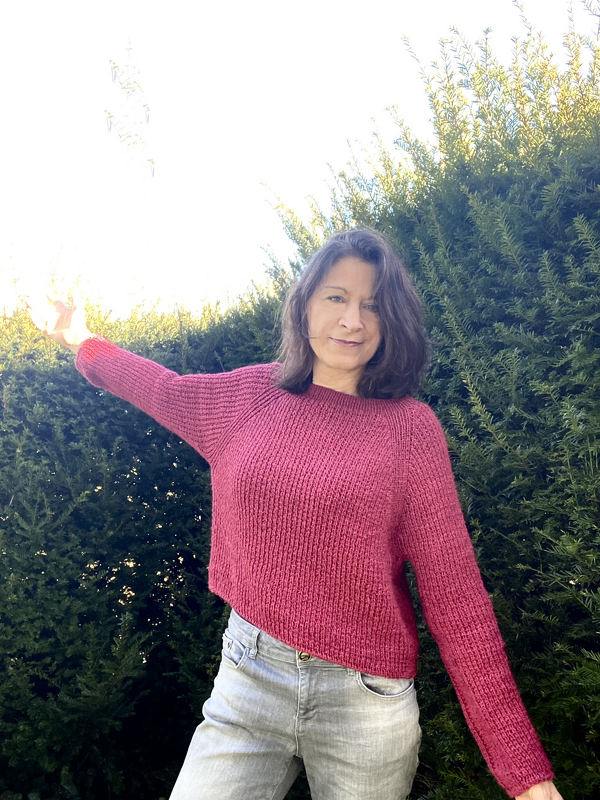 Basic Raglan-Sweater CHIARA stricken | nahtlos | von oben | 8 Größen