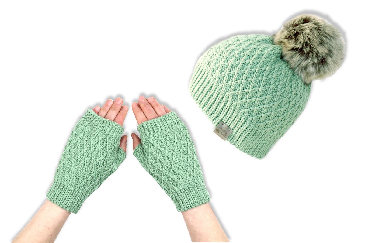 2 PDFs-Spar-Set: Mütze &amp; Handschuhe "Flora" (Erw./Kinder)