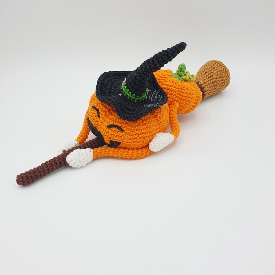 Halloween Funny Punkins on a Witch Broom Crochet Pattern PDF