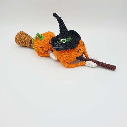 Halloween Funny Punkins on a Witch Broom Crochet Pattern PDF