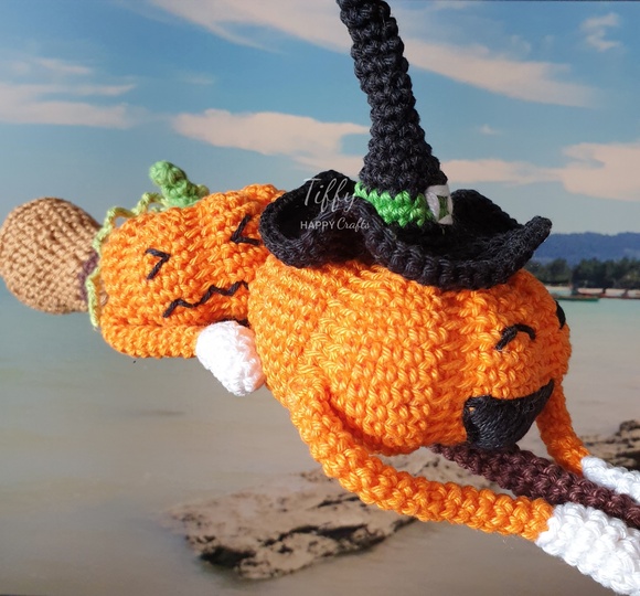 Halloween Funny Punkins on a Witch Broom Crochet Pattern PDF