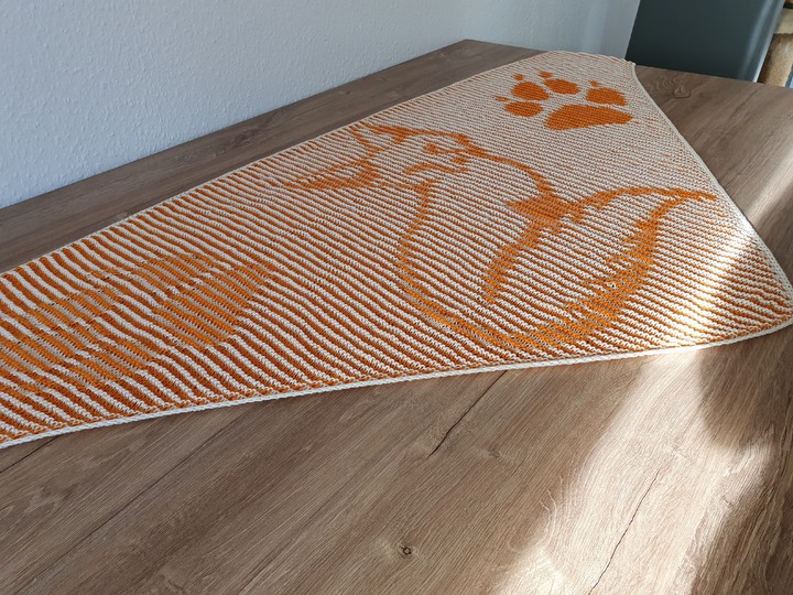 Fuchs, Schattenstricken, Illusionsstricken, Motivtuch