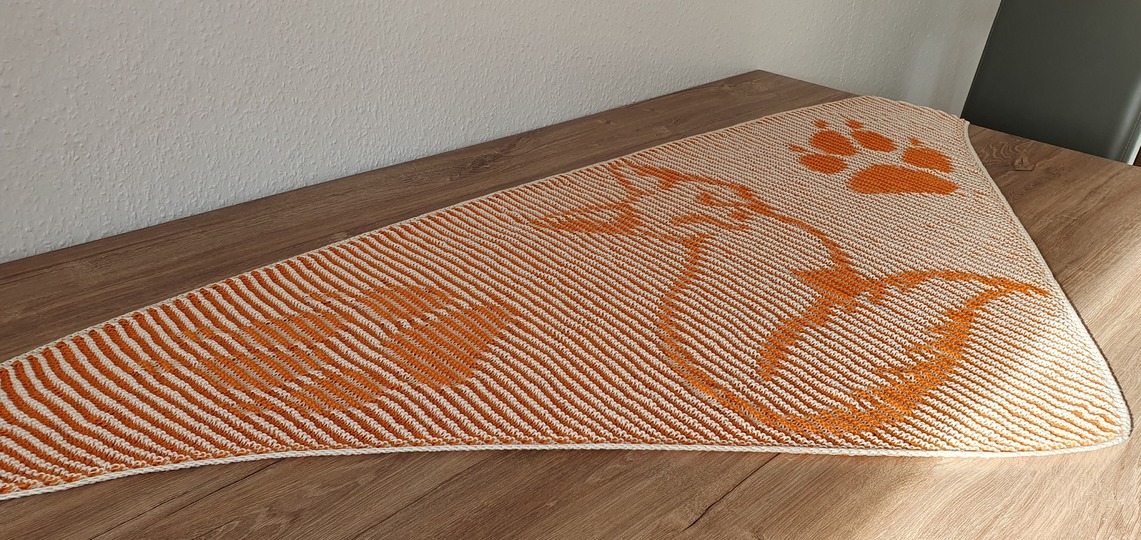 Fuchs, Schattenstricken, Illusionsstricken, Motivtuch