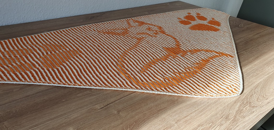 Fuchs, Schattenstricken, Illusionsstricken, Motivtuch