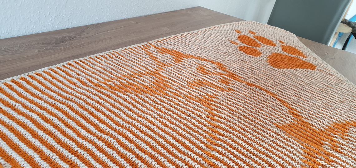 Fuchs, Schattenstricken, Illusionsstricken, Motivtuch