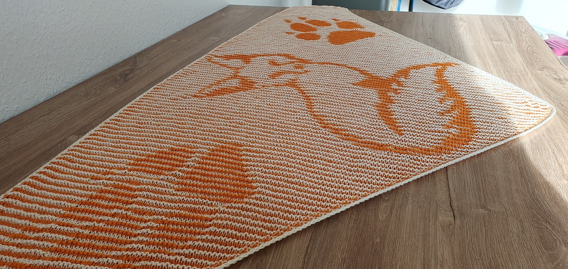 Fuchs, Schattenstricken, Illusionsstricken, Motivtuch