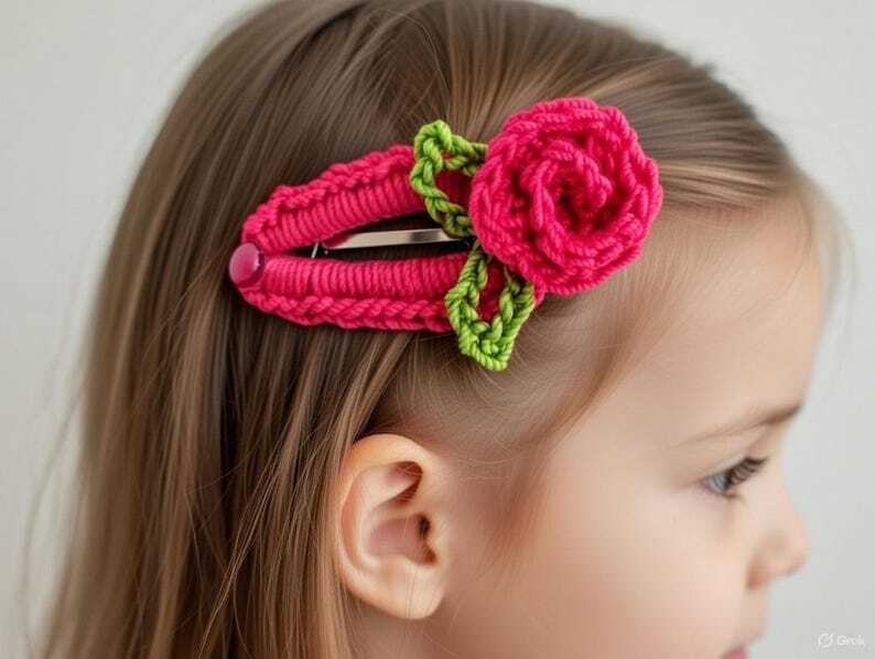 Häkel-Blumen Haarclip PDF Muster + Video (nur Englisch) – nontycrochet - Bild 7