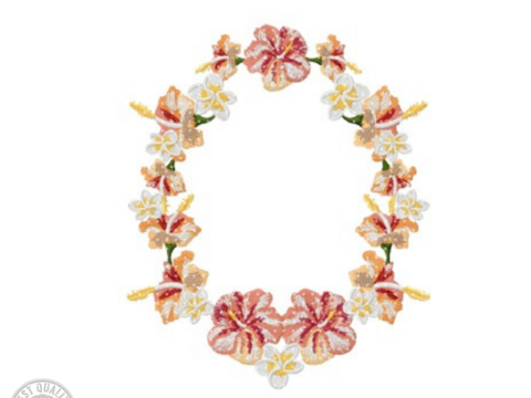 Blumenrahmen Stickdatei – Tropisches Blumenmotiv als verspielter Rahmen