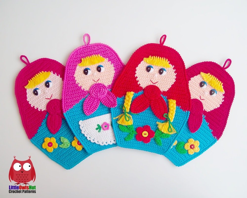 320 Crochet Pattern Nesting dolls Matryoshka doll decor, potholder, coaster - Image 11