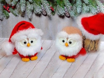 323 Crochet Pattern - Santa Little Owl - Amigurumi soft toy