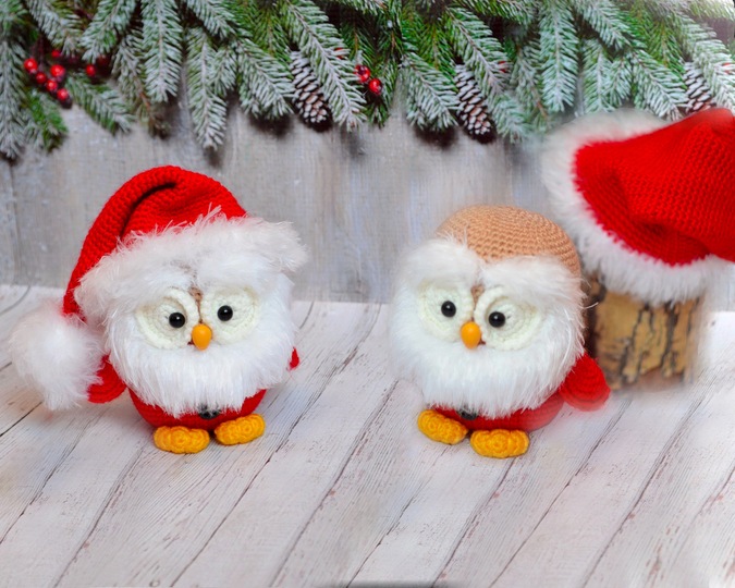 323 Crochet Pattern - Santa Little Owl - Amigurumi soft toy