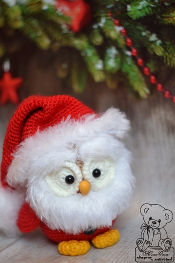 323 Crochet Pattern - Santa Little Owl - Amigurumi soft toy