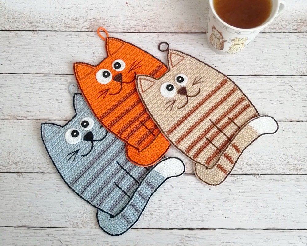 327 Crochet Pattern - Cat Home and Sailor decor, applique, coaster, ami - Image 2