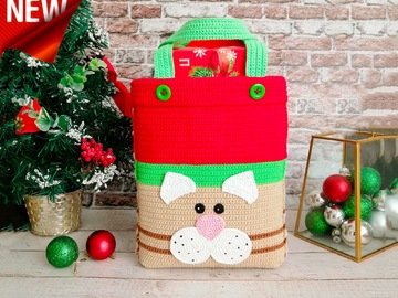 331 Crochet Pattern - Cat small Bag for Christmas presents or New Year Ami