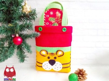 314 Crochet Pattern - Tiger small Bag for Christmas presents or New Year