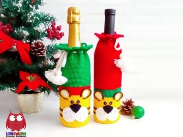 315 Crochet Pattern - Tiger Bottle cover or sleeve for wine or champagne