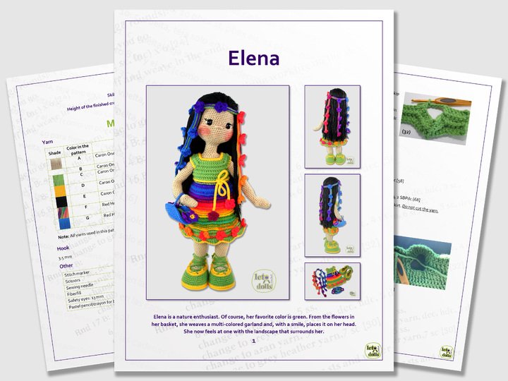 Elena, XLarge Crochet Doll Pattern, Amigurumi, 24"/ 61 cm Tall