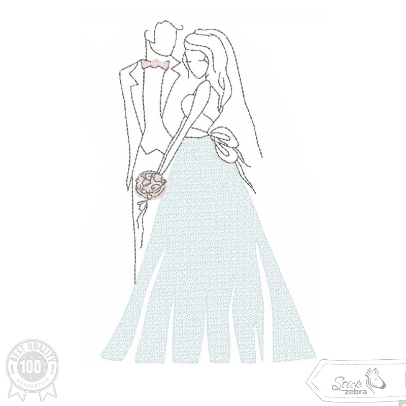 Brautpaar Stickdatei – Zartes Hochzeitsmotiv für romantische Stickprojekte