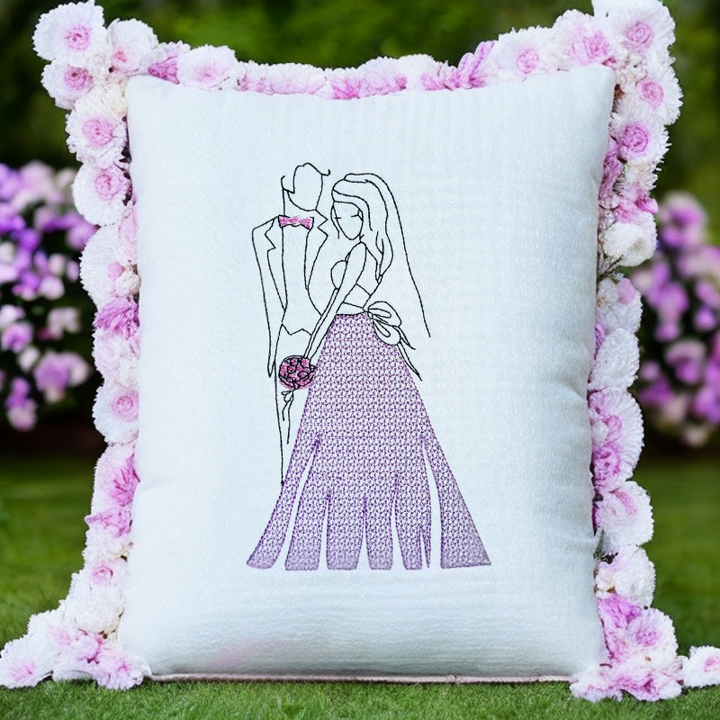 Brautpaar Stickdatei – Zartes Hochzeitsmotiv für romantische Stickprojekte - Bild 2