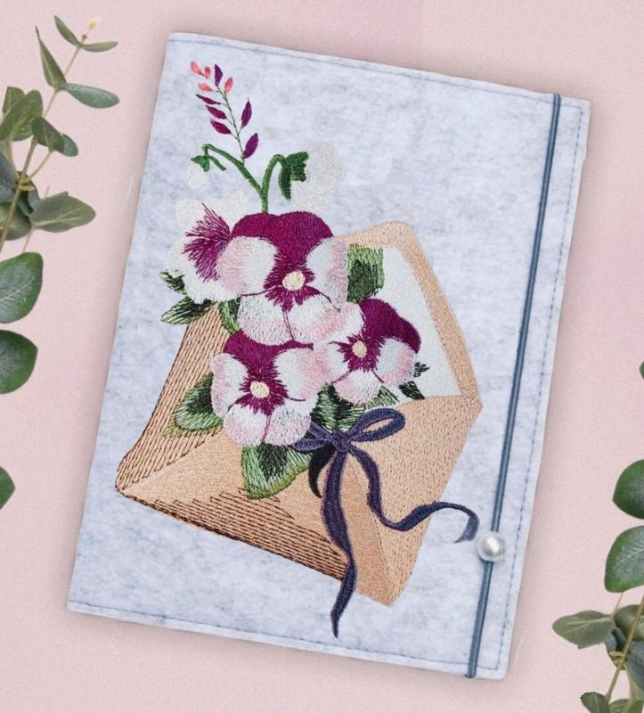 Blumenbrief Stickdatei – Romantisches Umschlag-Motiv mit Blüten - Bild 4