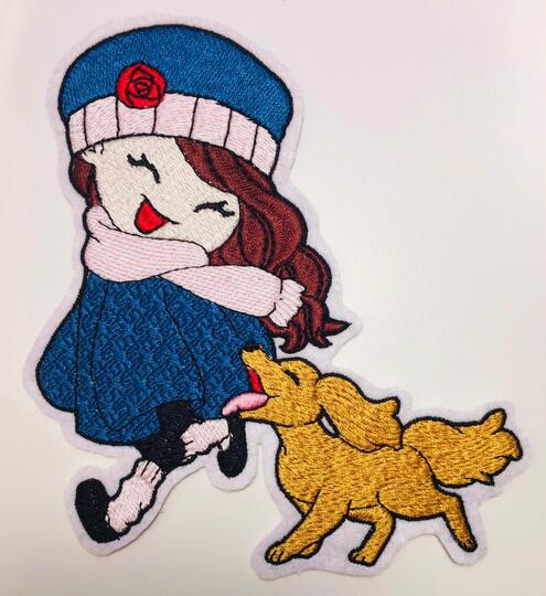 Mädchen mit Hund, Beste Freunde, Hundeliebe Stickdatei