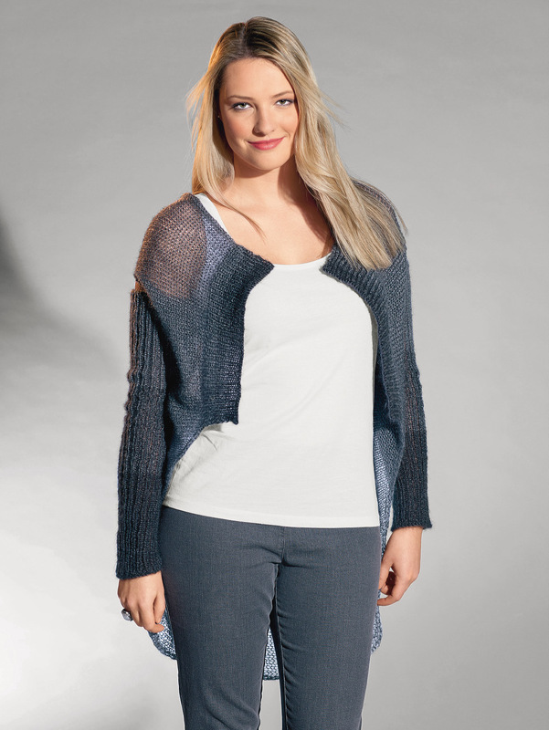 Graue Weste mit langen Armstulpen