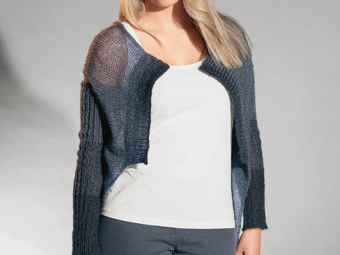 Graue Weste mit langen Armstulpen