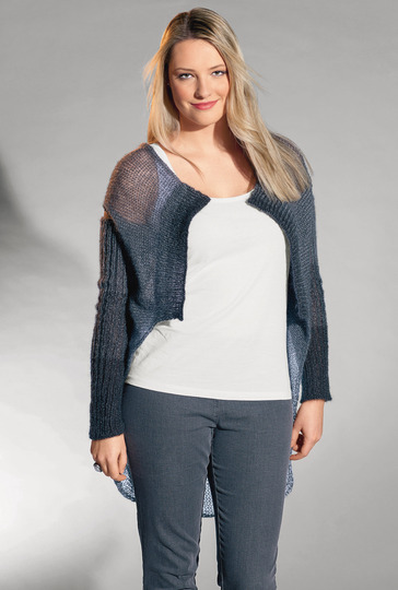 Graue Weste mit langen Armstulpen